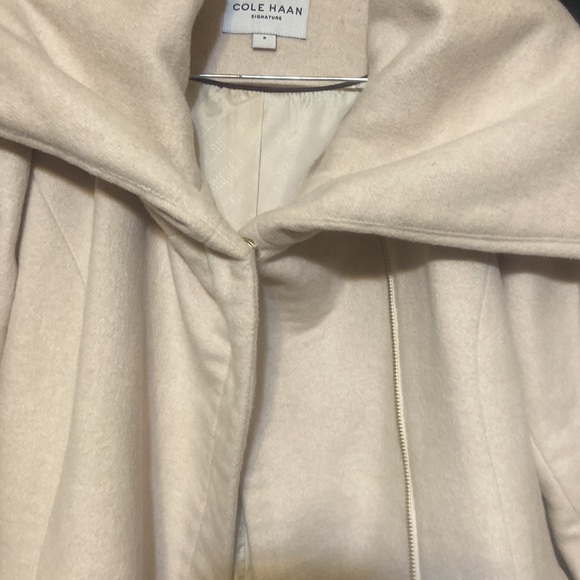 NEW / no tags——Cole Haan Red Riding Hood Asymmetrical Belted Wool Blend Coat - Picture 3 of 7